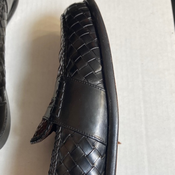 Vintage Bragano by Cole Haan Men's Black Brown Woven Leather Penny Loafers Italy - Picture 7 of 16